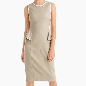 J crew Oatmeal Peplum Sheath Linen Dress size 0
